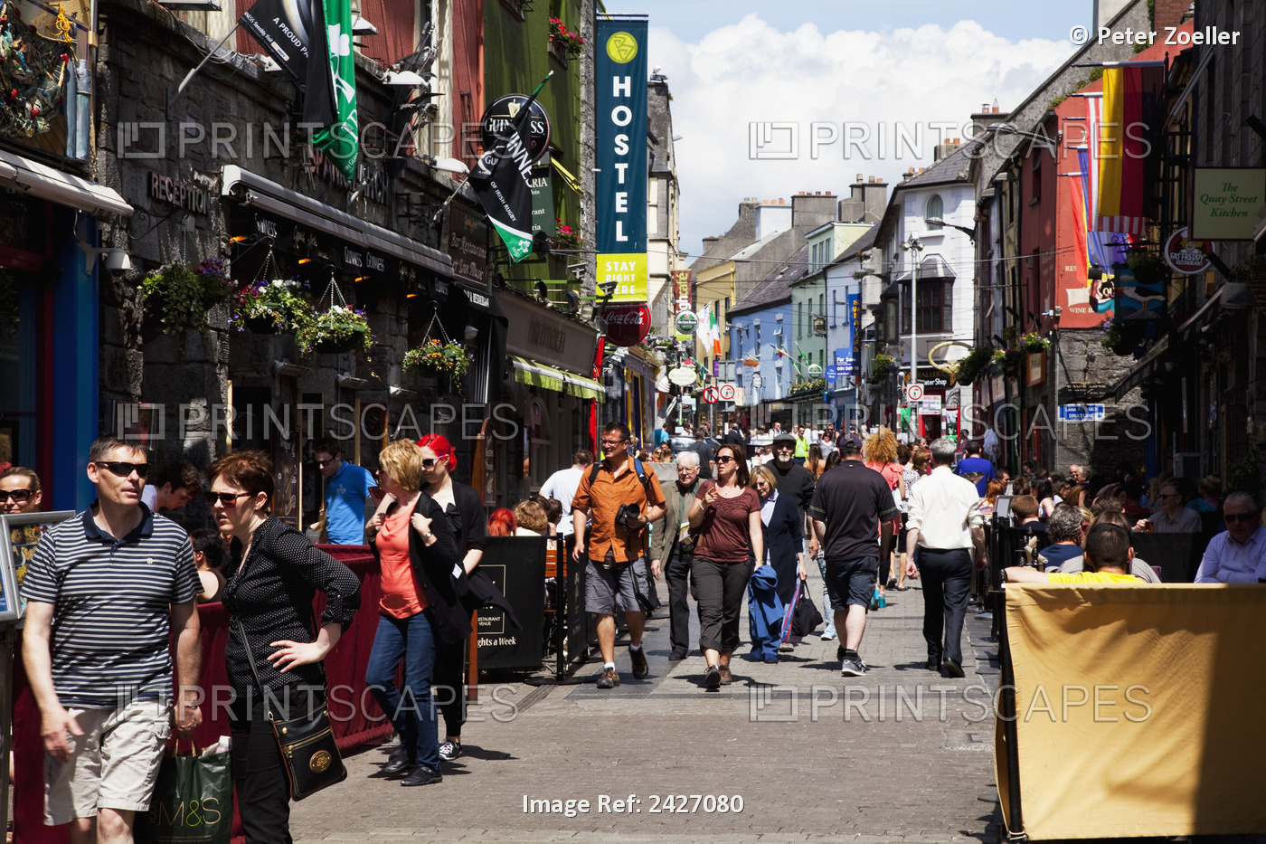 Pedestrians On A Busy Street; Galway City, County Galway, Ireland