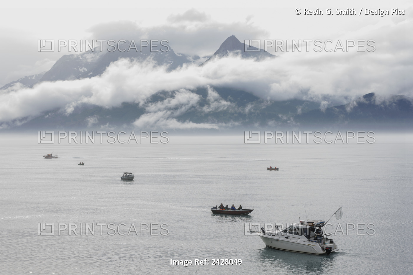 Several Fishing Boats Silver Salmon Fishing Outside Of Valdez Small Boat Harbor ...