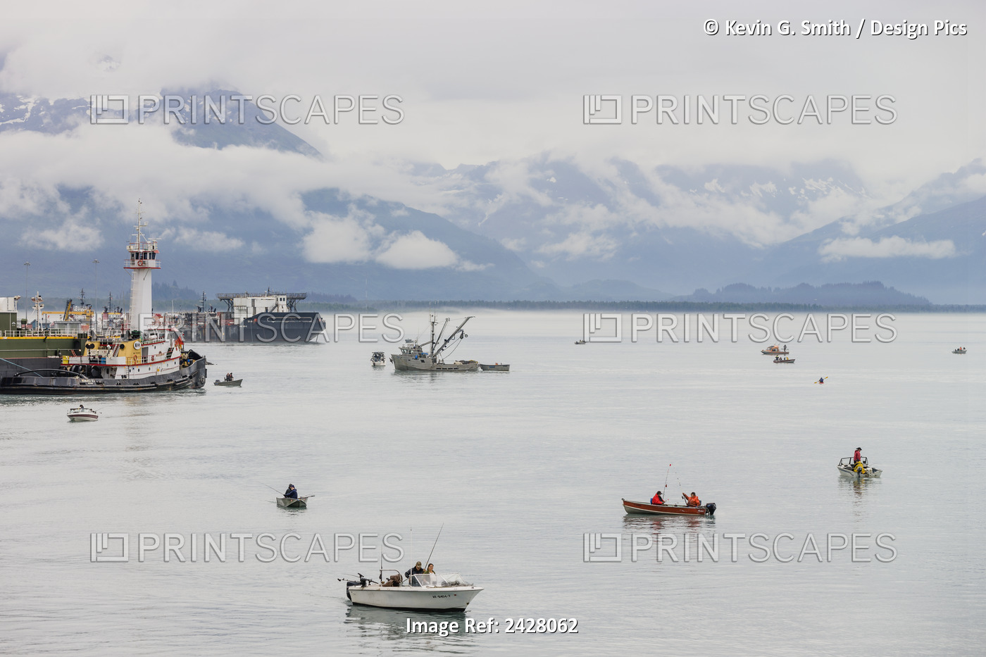 Many Fishing Boats Silver Salmon Fishing Outside Of Valdez Small Boat Harbor ...