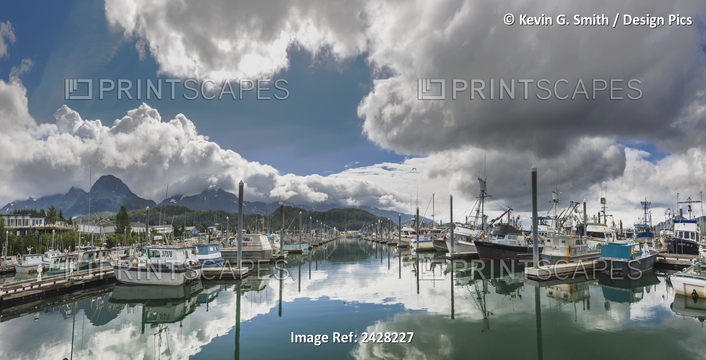 Scenic View Of The Cordova Small Boat Harbor, Prince William Sound, ...