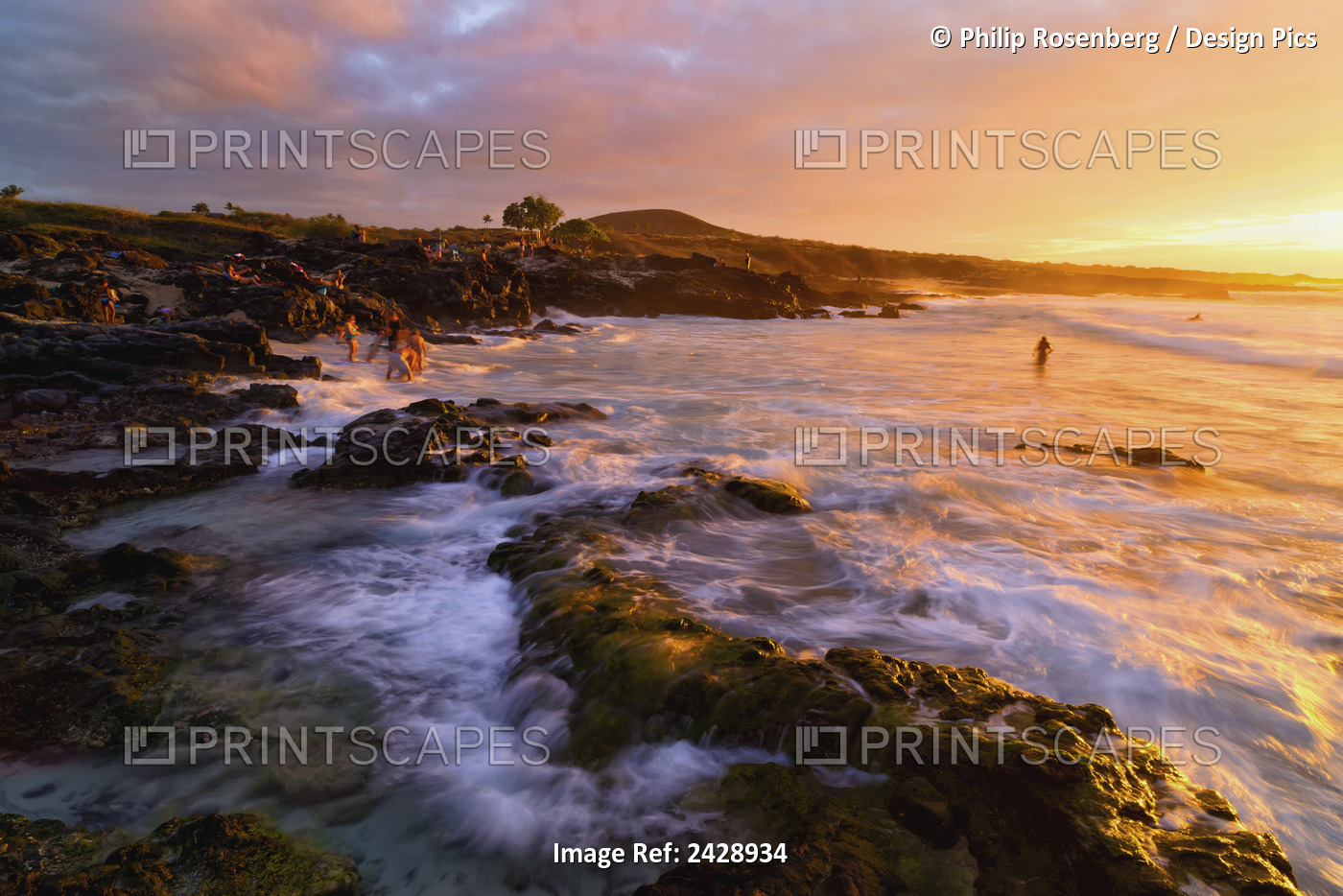 Kua Bay Beach At Sunset, Kona Coast; Kona, Big Island, Hawaii, United States Of ...