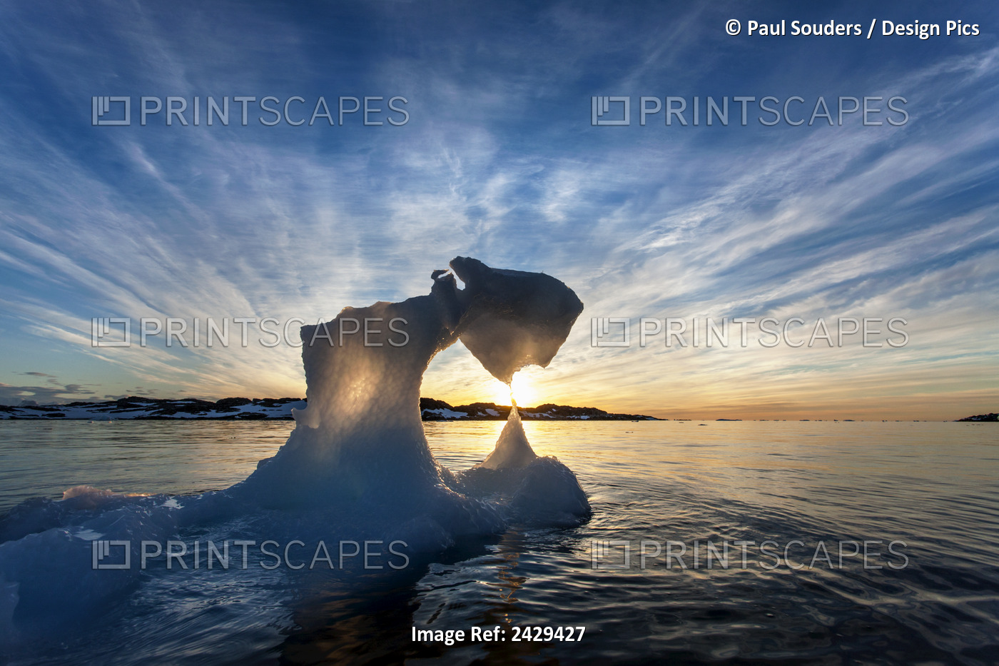 Antarctica, Setting Midnight Sun Lights Iceberg Near Palmer Station By ...