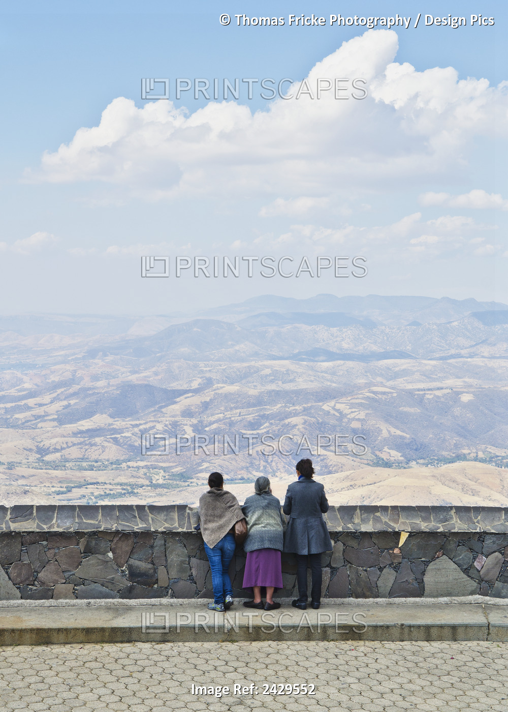 Three Generations Of Women Viewing The Mexican Landscape; Silao, Guanajuato, ...