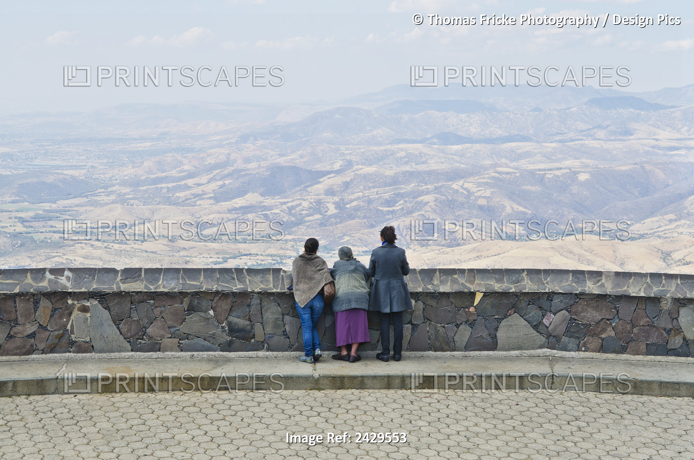 Three Generations Of Women Viewing The Mexican Landscape; Silao, Guanajuato, ...