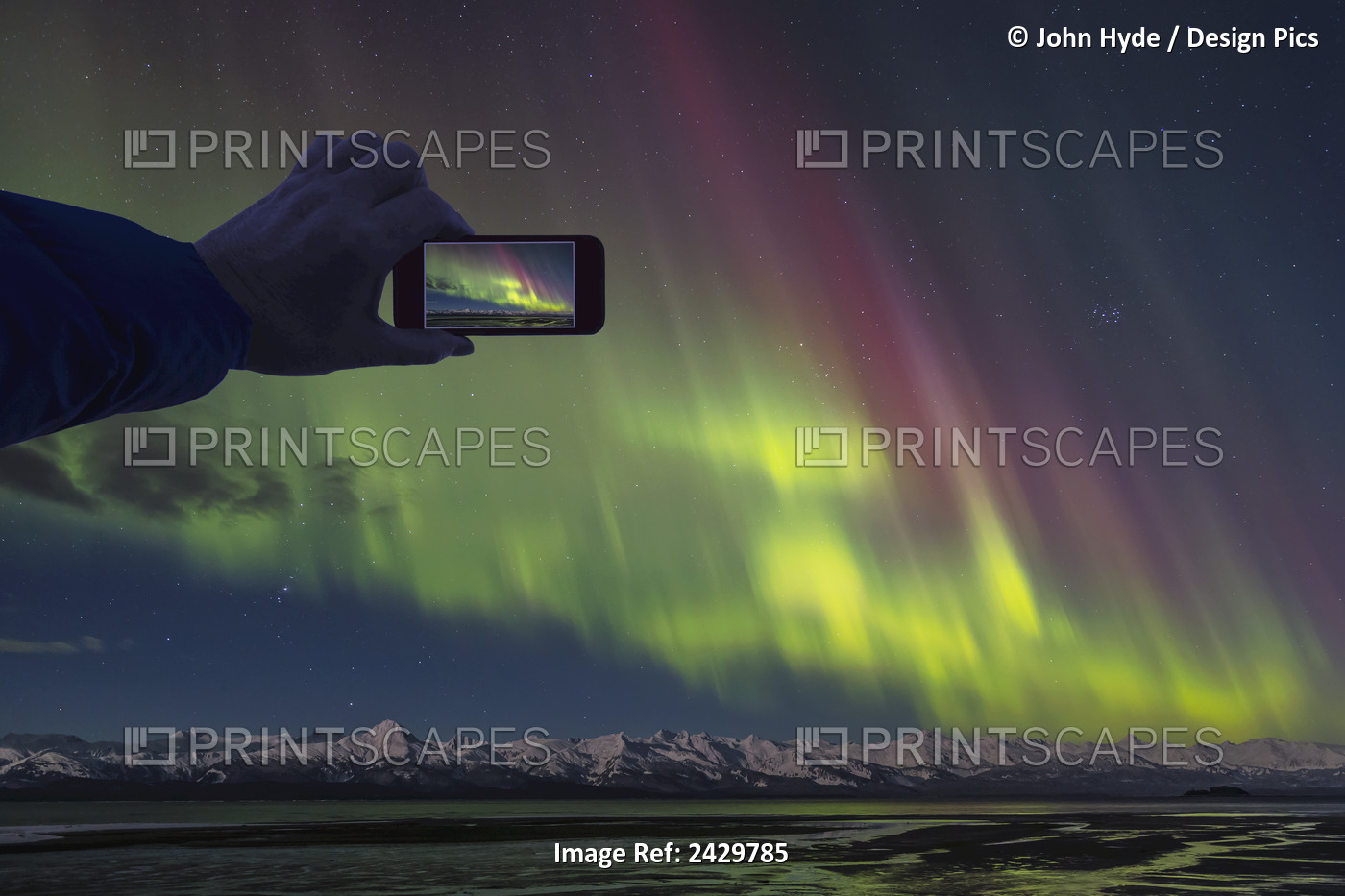 Composite: Person Takes A Photo Of Northern Lights Over The Chilkat Mountains ...