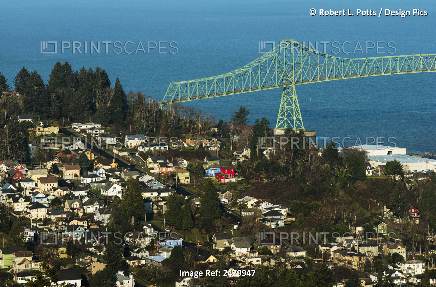 View Of Astoria From Coxcomb Hill; Astoria, Oregon, United States Of America