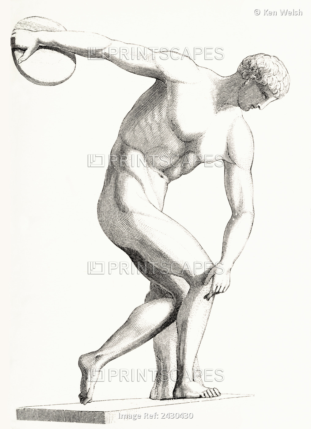 The Discobolus Of Myron. Greek Sculpture. From The National Encyclopaedia, ...