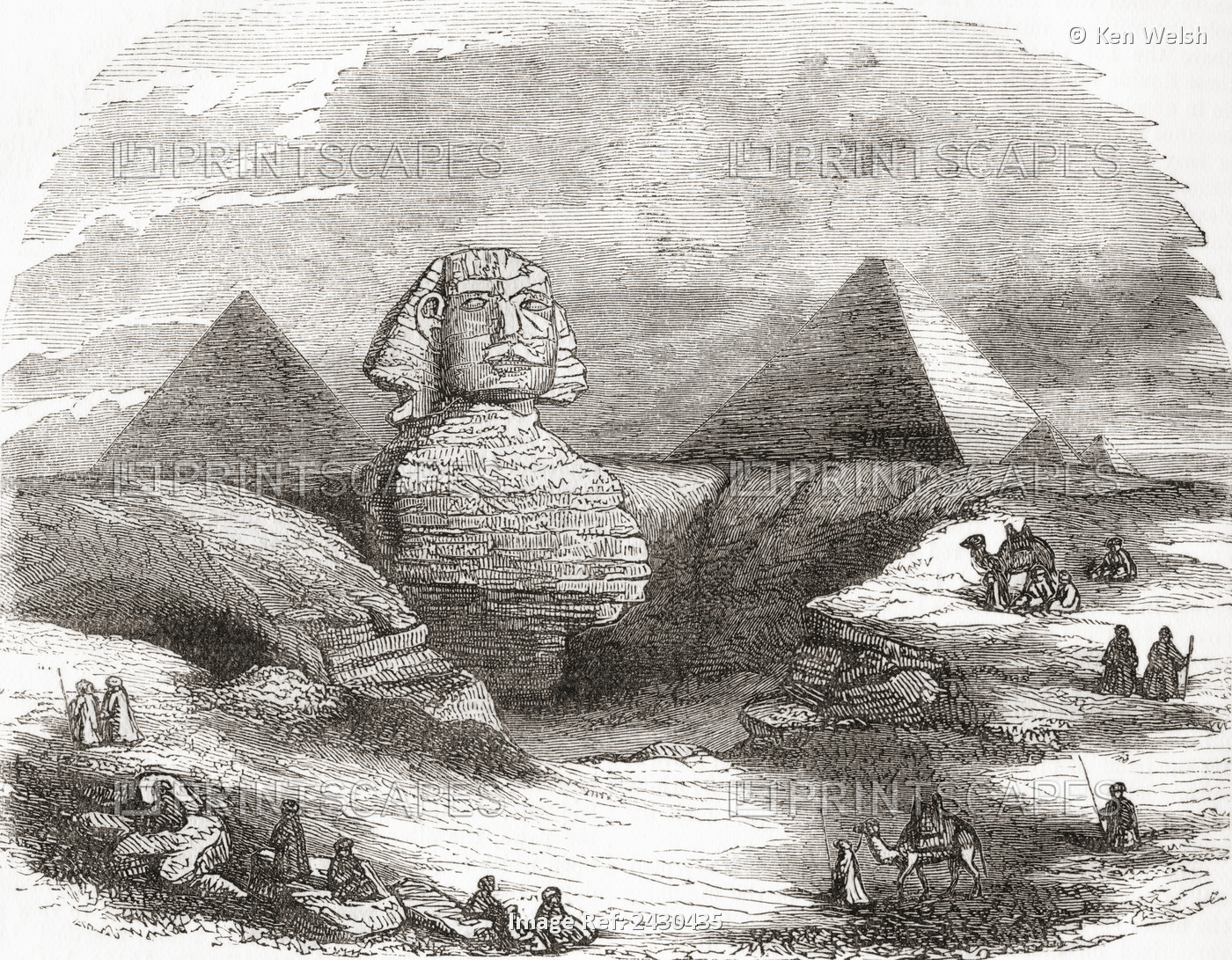 The Great Sphinx Of Giza, Egypt In The 19th Century. From The National ...