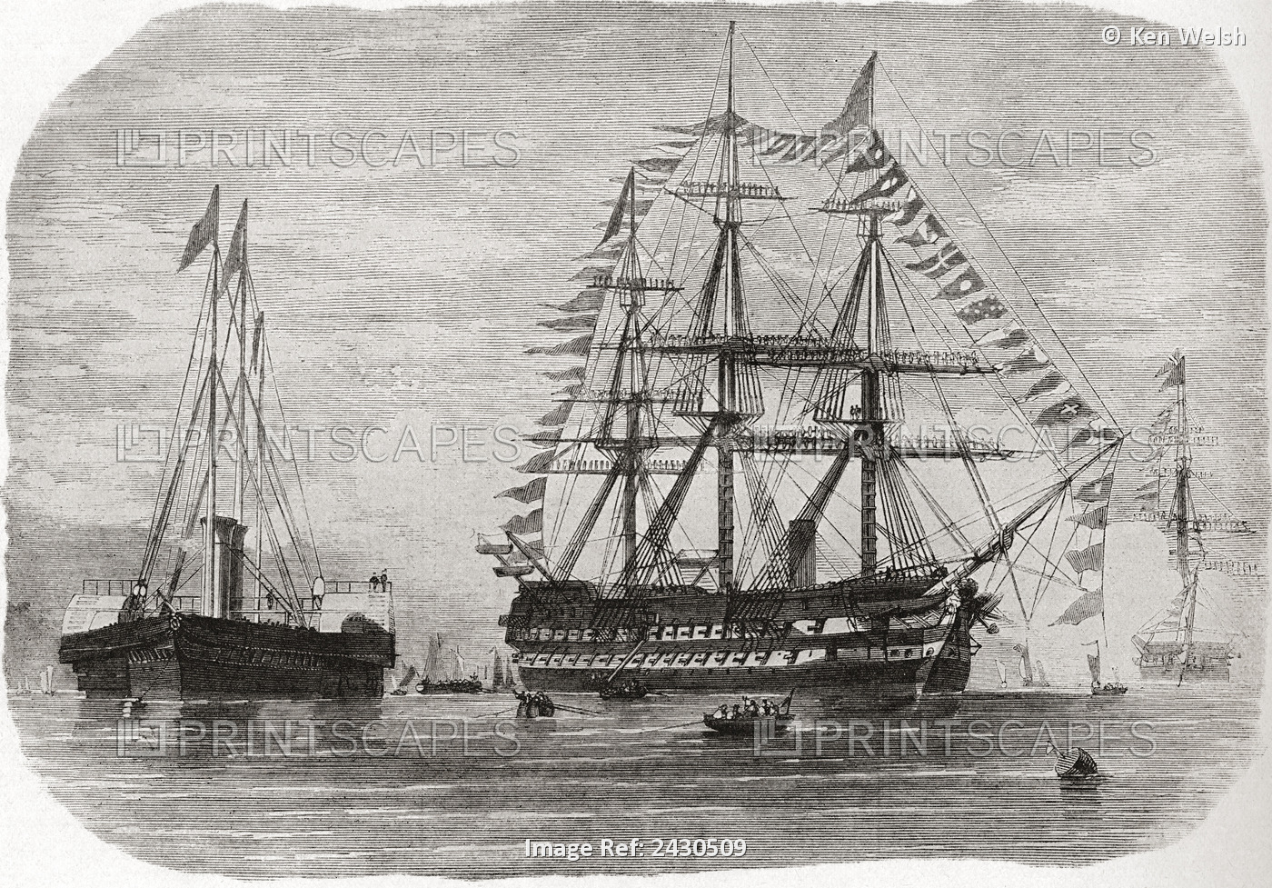 Hms Hero In 1860. A 91 Gun Ship-Of-The-Line. From Edward Vii His Life And ...
