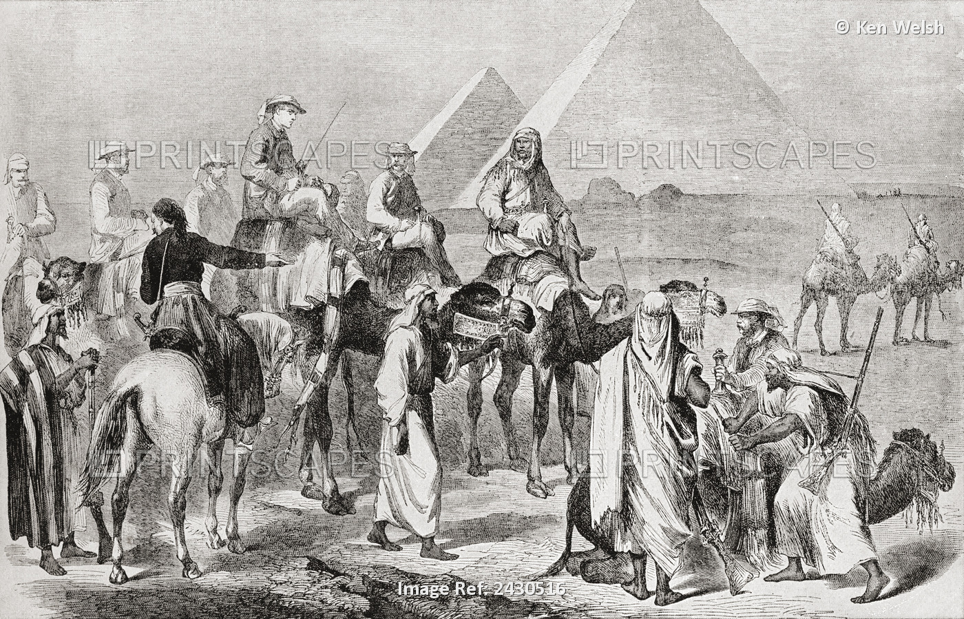 Victorian Tourists At The Pyramids Of Giza, Egypt In The Nineteenth Century. ...