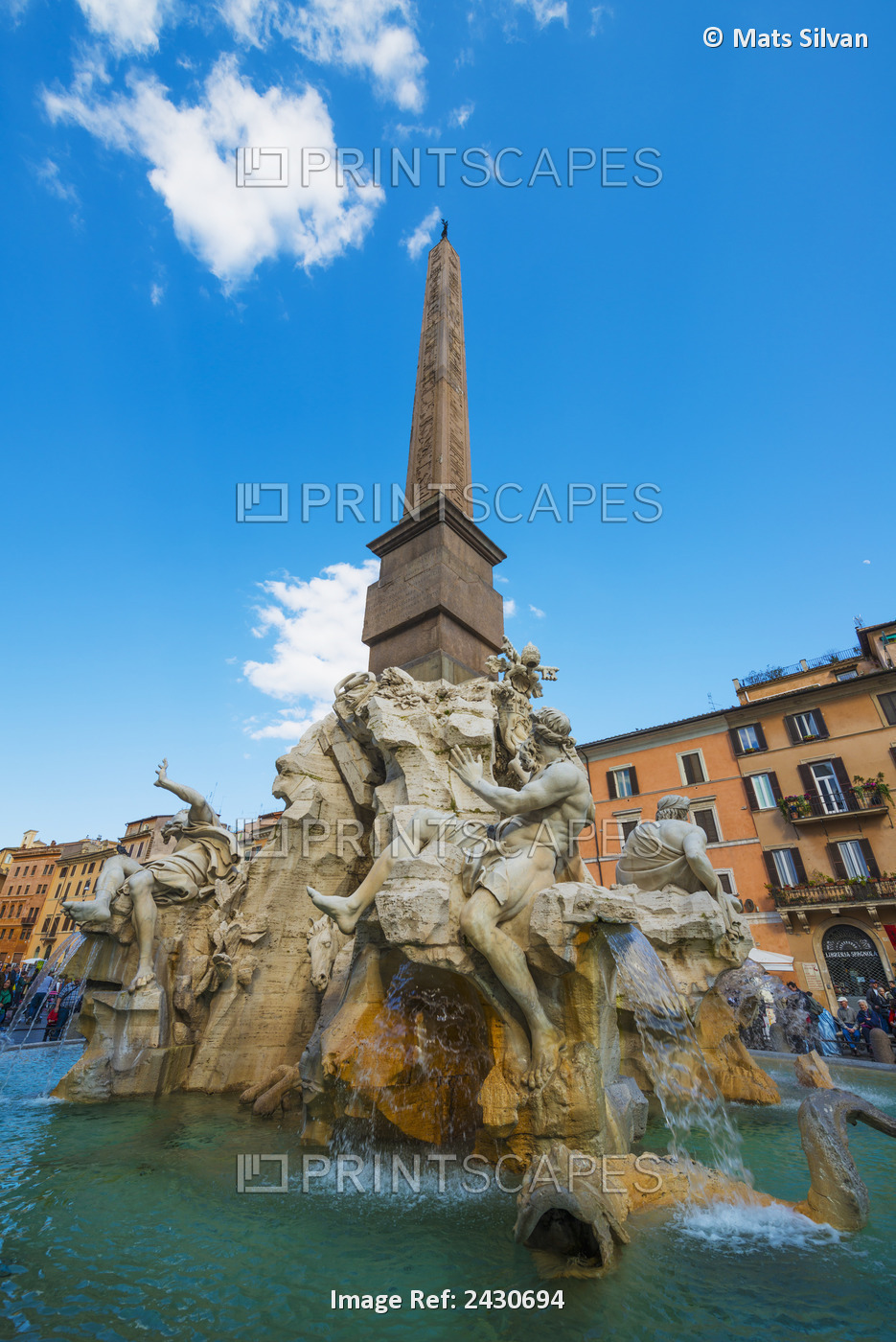 Obelisk Fountain In Piazza Navona; Rome, Italy