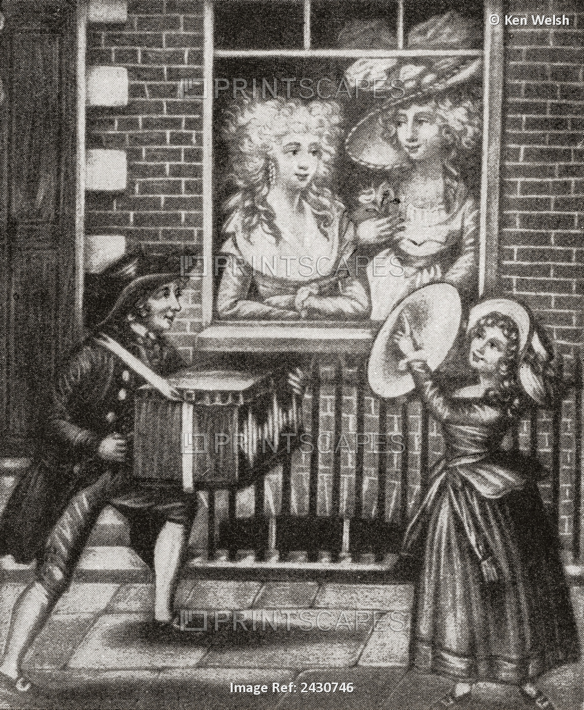 Two Prostitutes Look Out Of The Window Of An 18th Century English Brothel. From ...