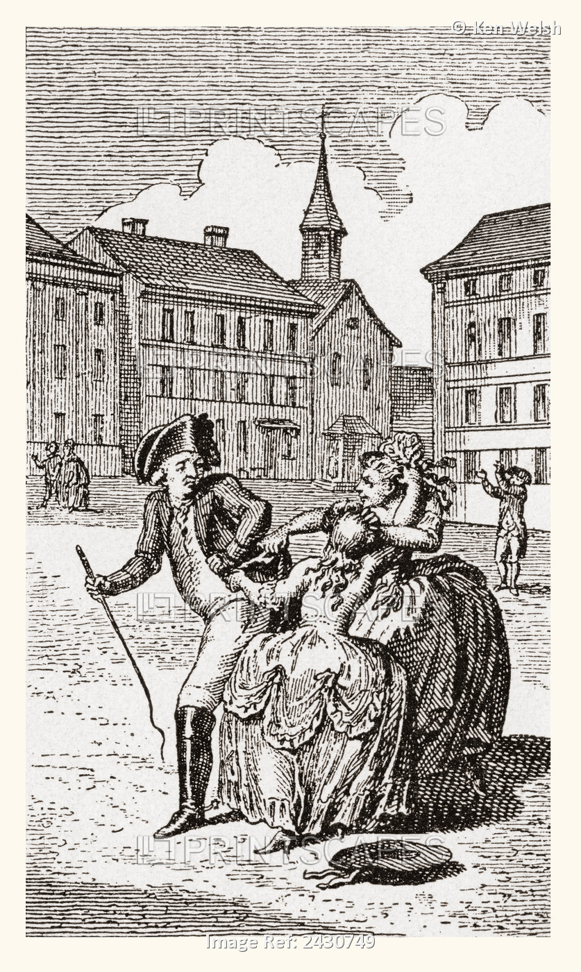 Two Prostitutes Fight For A Gentleman's Custom In The Street. From Illustrierte ...