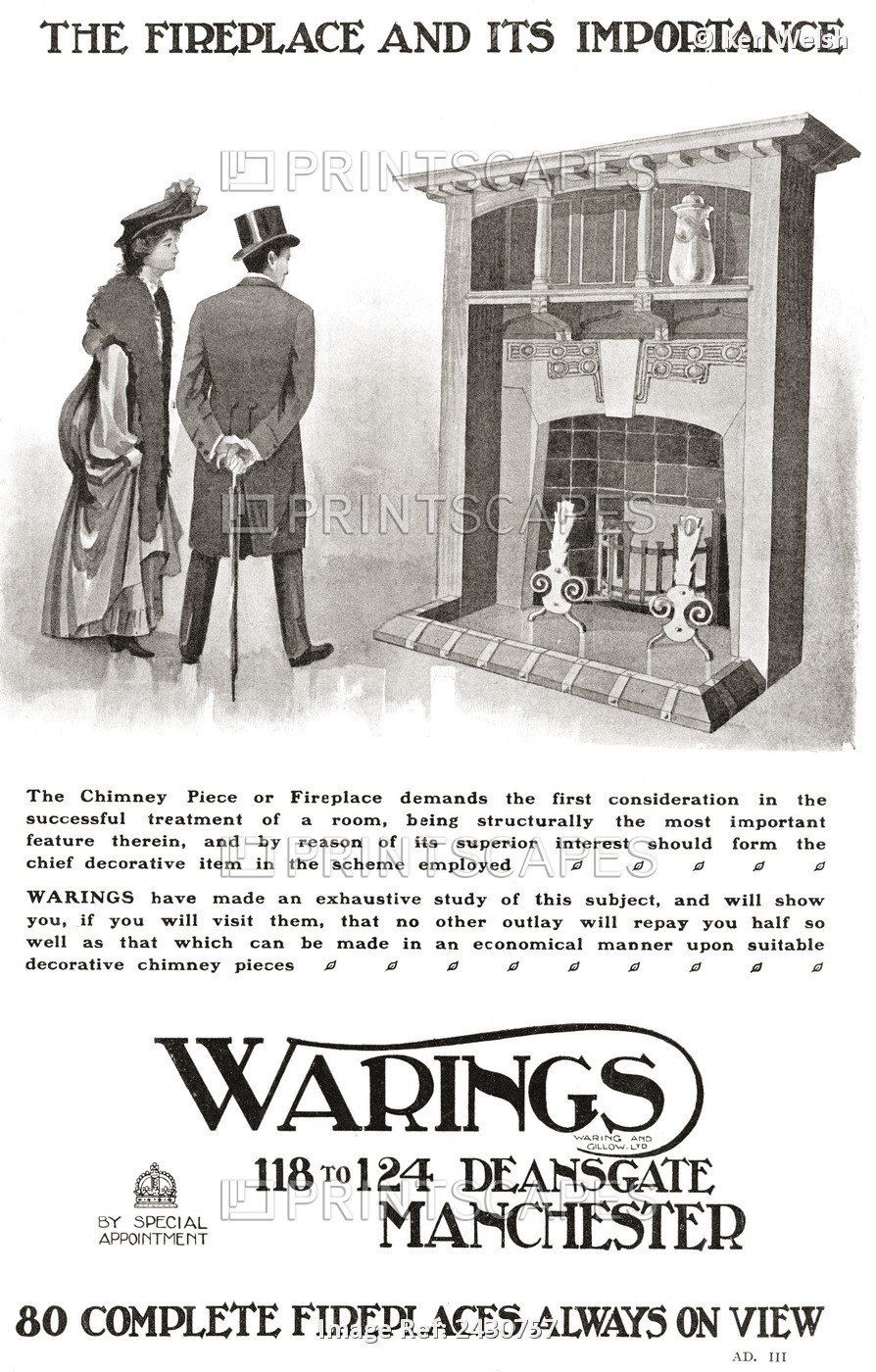 Advertisement For An Early 20th Century Fireplace. From The Mansions Of England ...