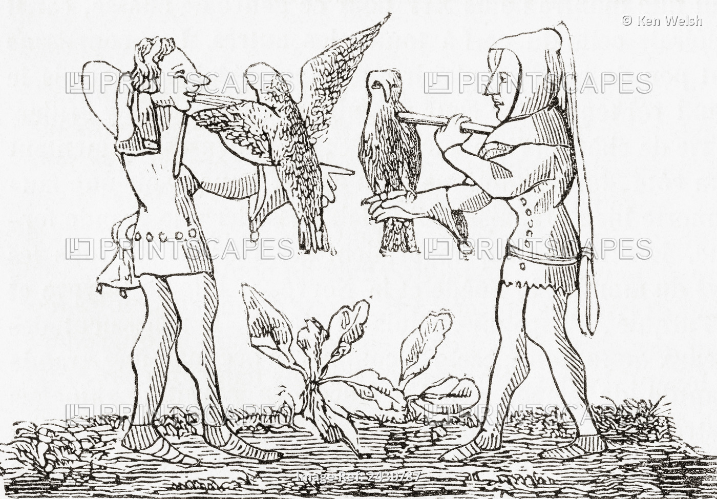 Falconry In The Middle Ages. From Le Magasin Pittoresque, Published 1843.