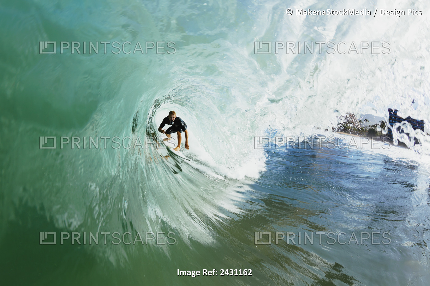 Professional Surfer Dusty Payne Gets Barreled On Beautiful Blue Wave; Maui, ...