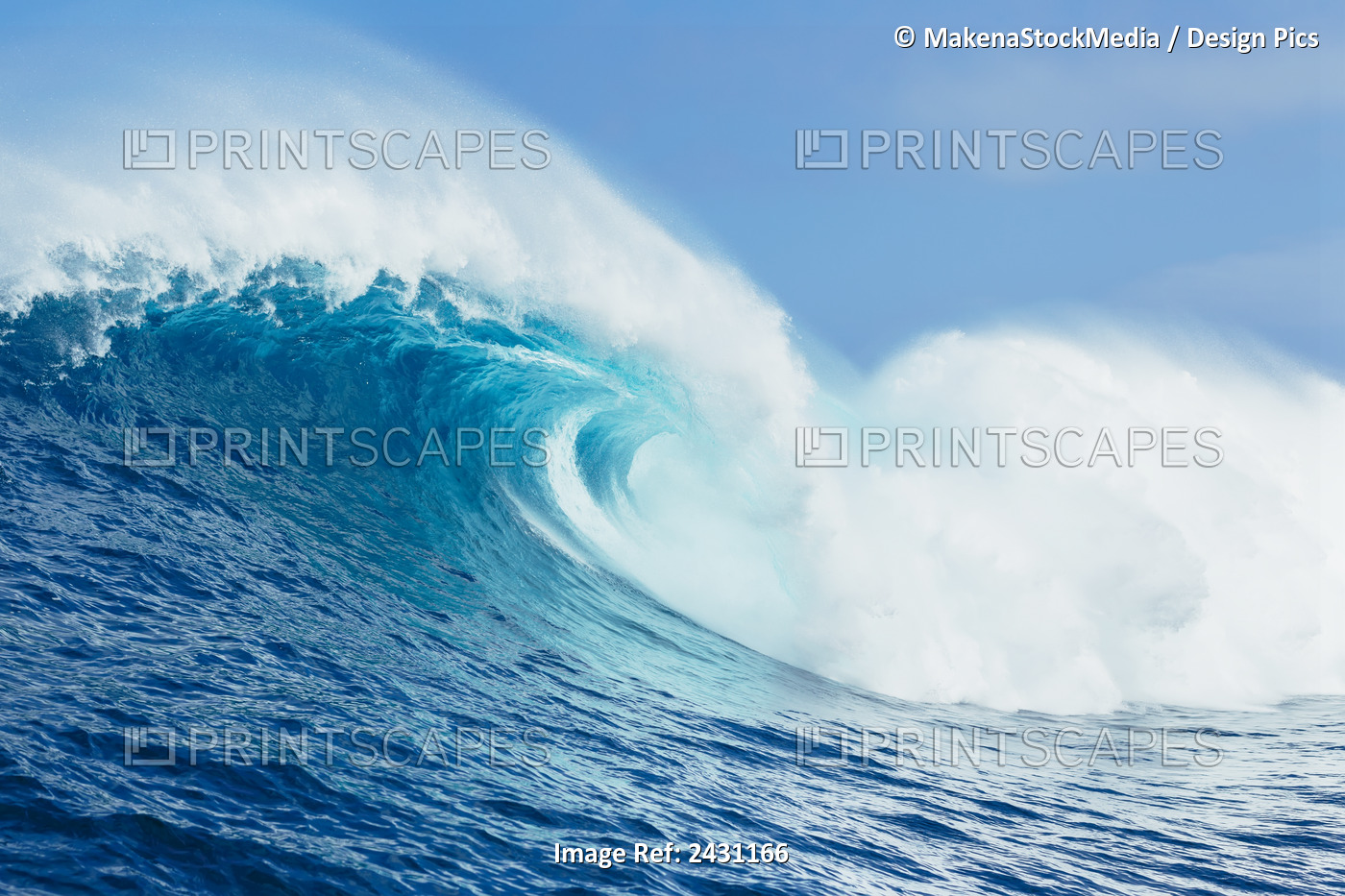 A Large Ocean Wave Breaks At The Big Wave Spot Know As Jaws Or Peahi; Maui, ...