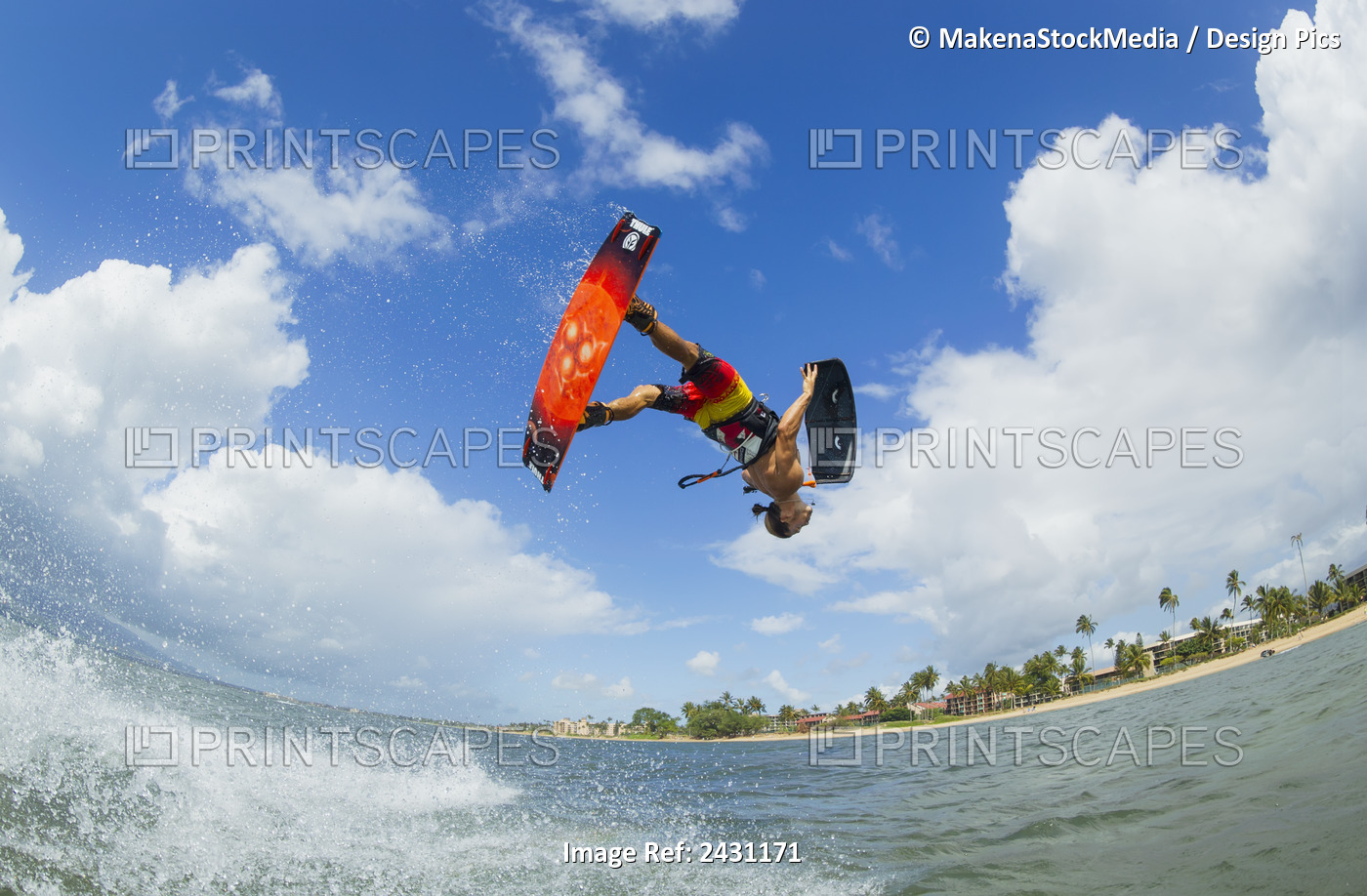Professional Kiteboarder Niccolo Porcella Kiteboarding On The South Shore Of ...