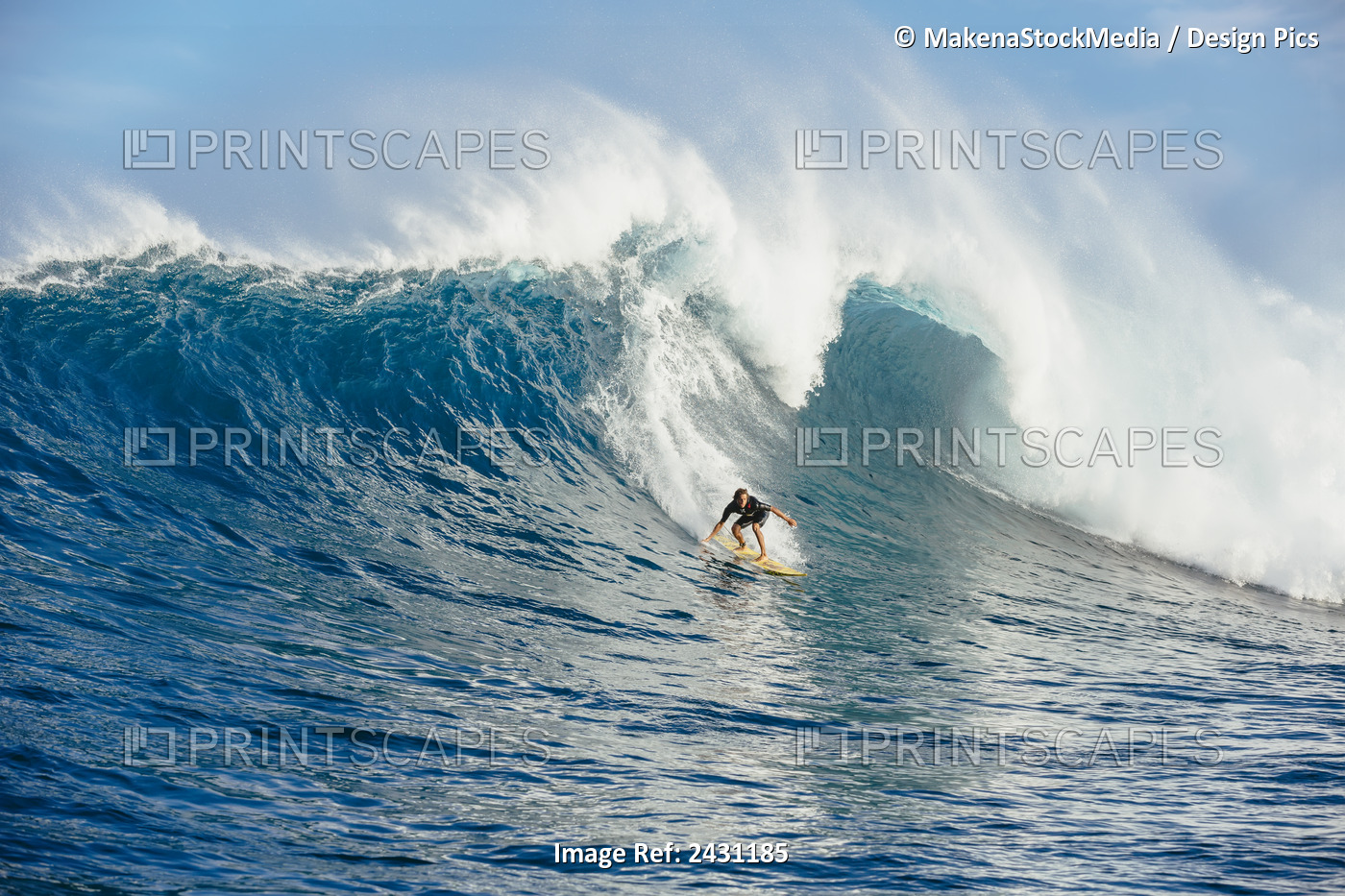 Professional Surfer Kai Lenny Surfing On Large Waves At The Infamous Big Wave ...