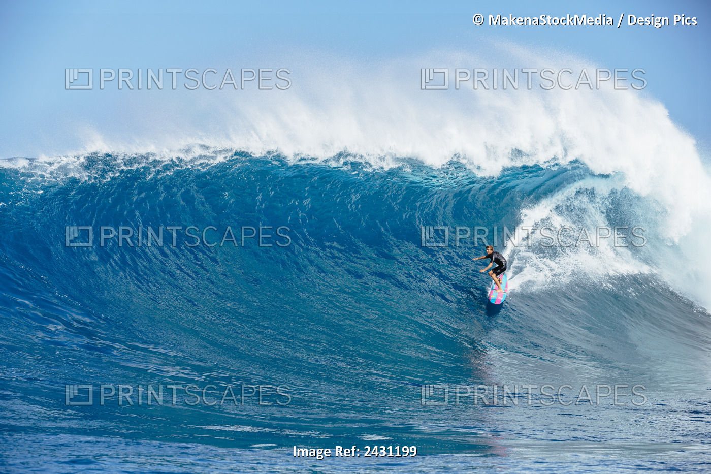 Professional Surfer Albee Layer Paddling Into Large Waves At The Infamous Big ...