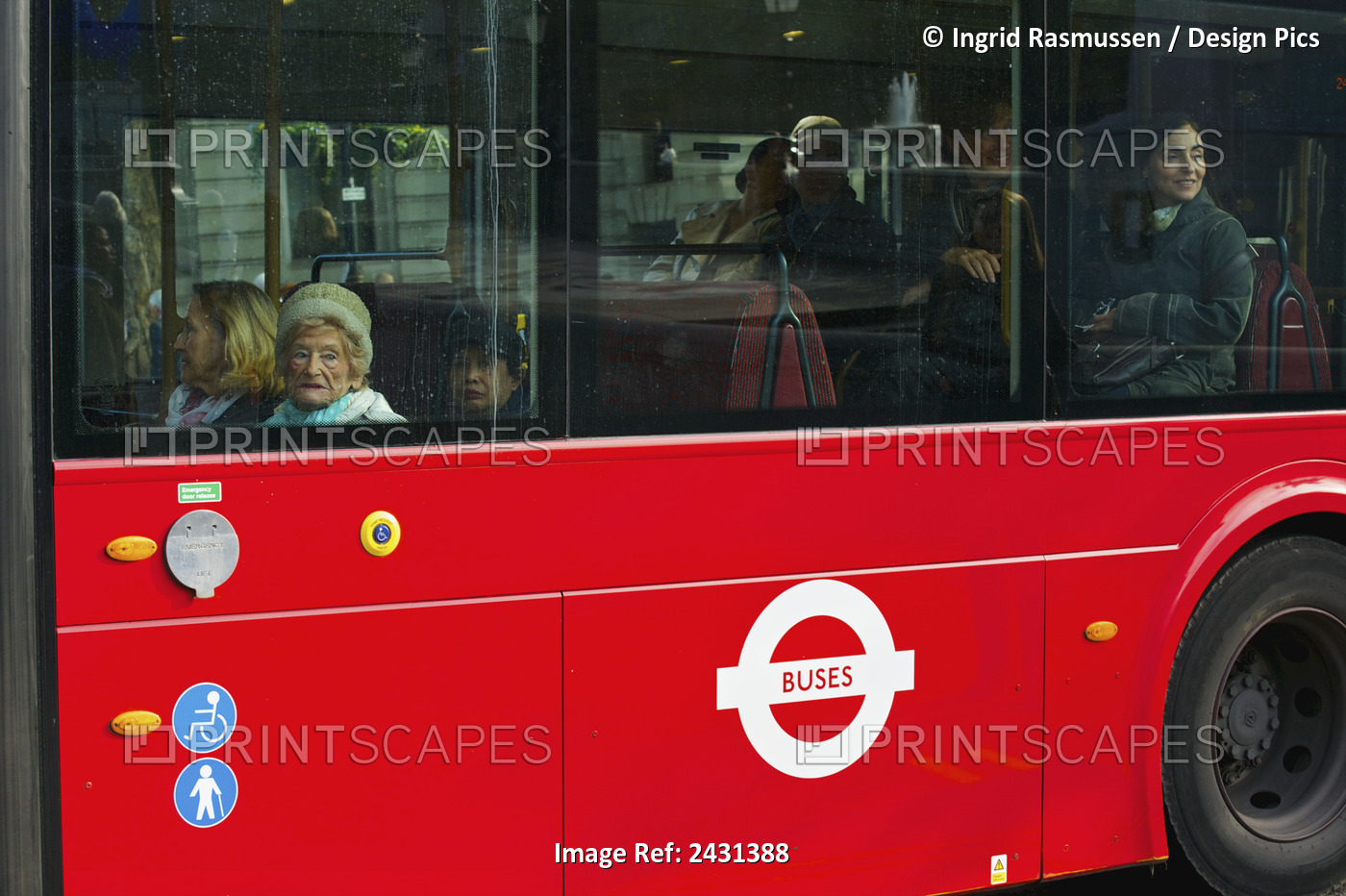 Passengers Ride A City Bus; London, England