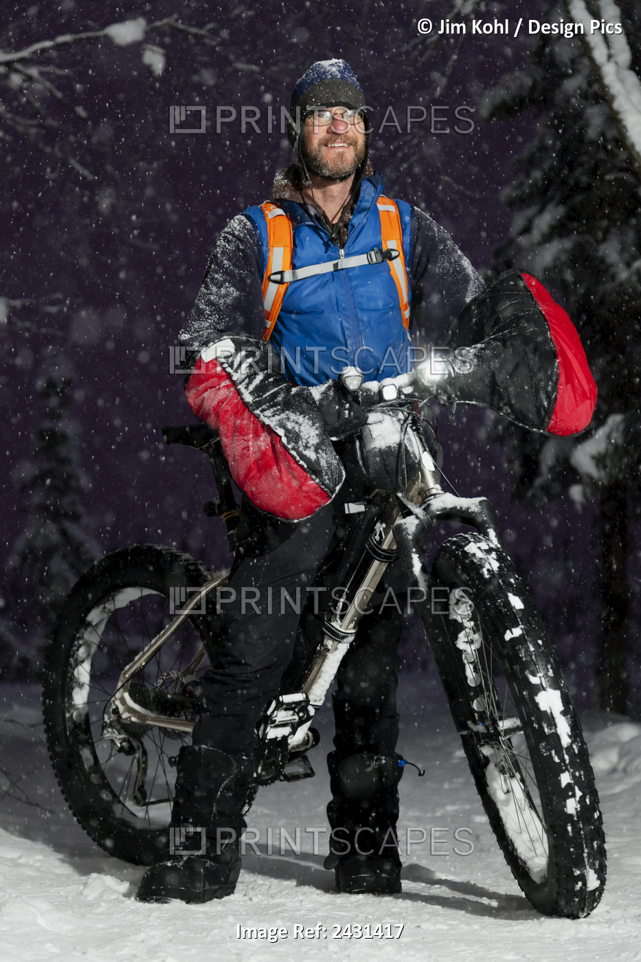 Environmental Portrait Of An Avid Winter Cyclist On The Chester Creek Trail In ...
