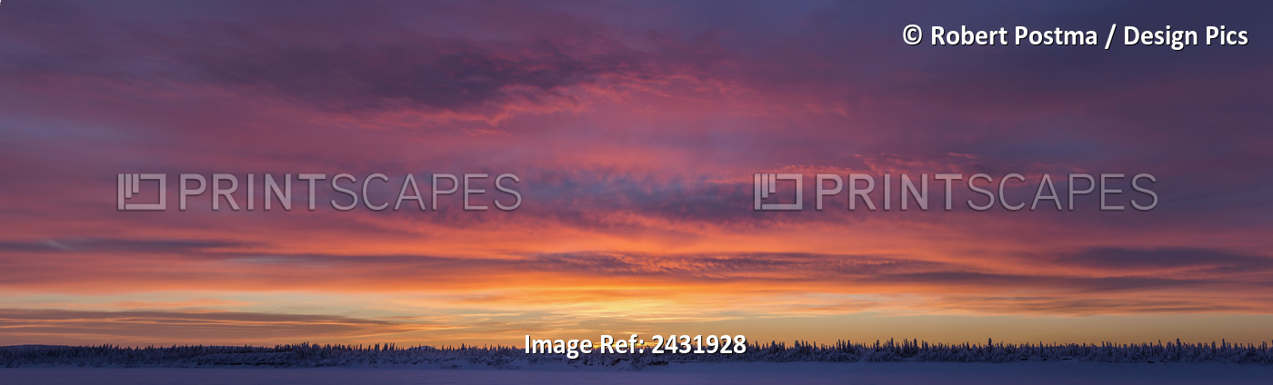 Sunrise Clouds Over The Porcupine River; Old Crow, Yukon, Canada