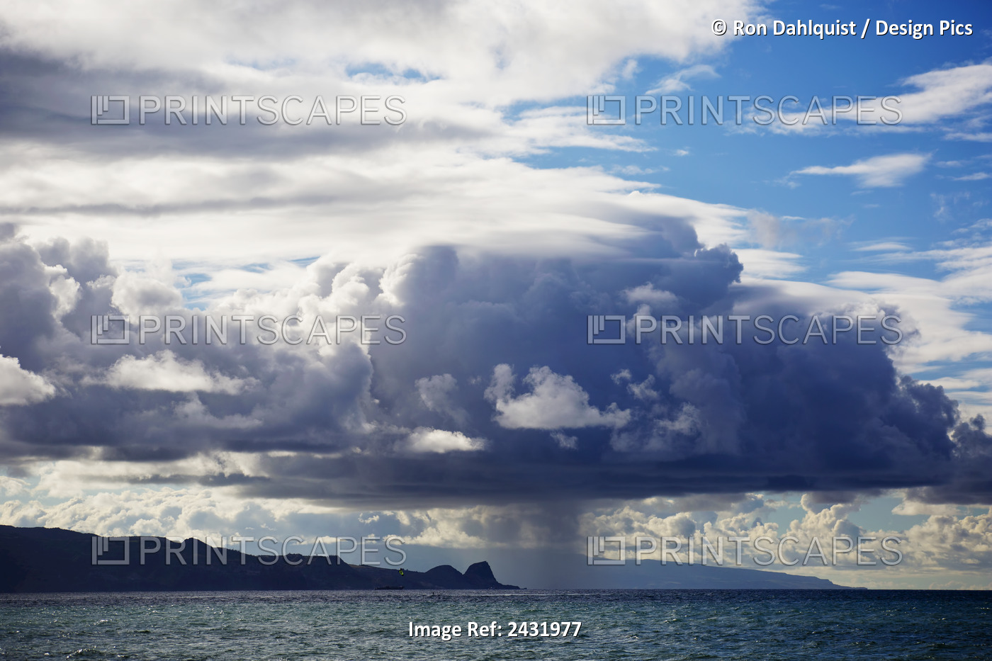 Rain Cloud Dumping Water Over The North Shore Of Maui; Maui, Hawaii, United ...