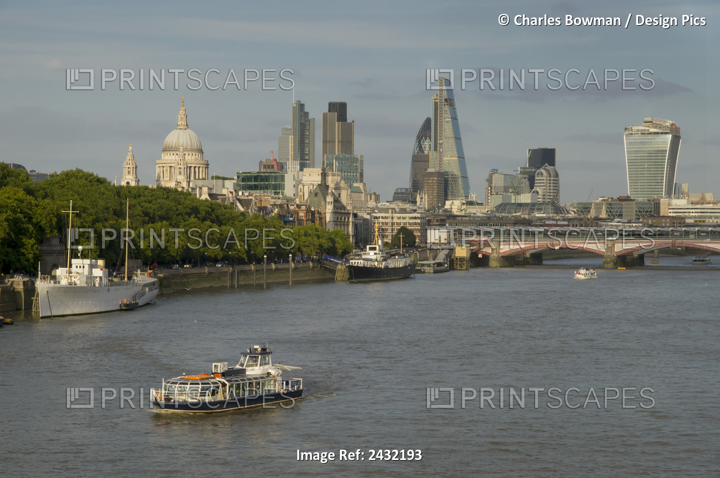 Cityscape Across Waterloo Bridge; London, England