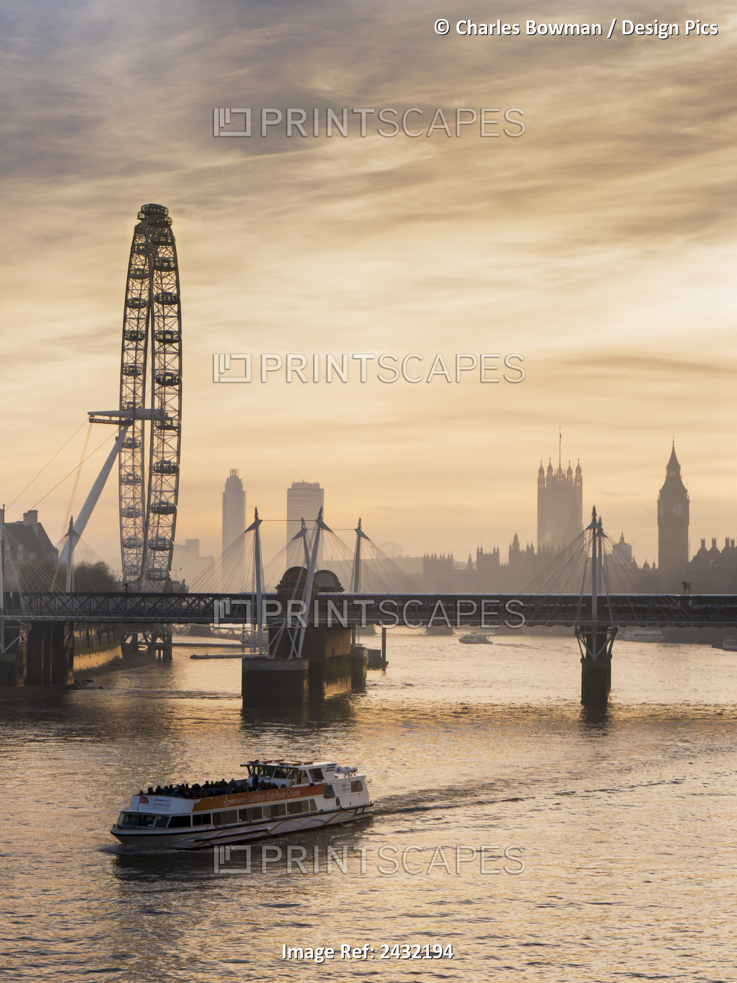Millenium Wheel With Big Ben; London, England