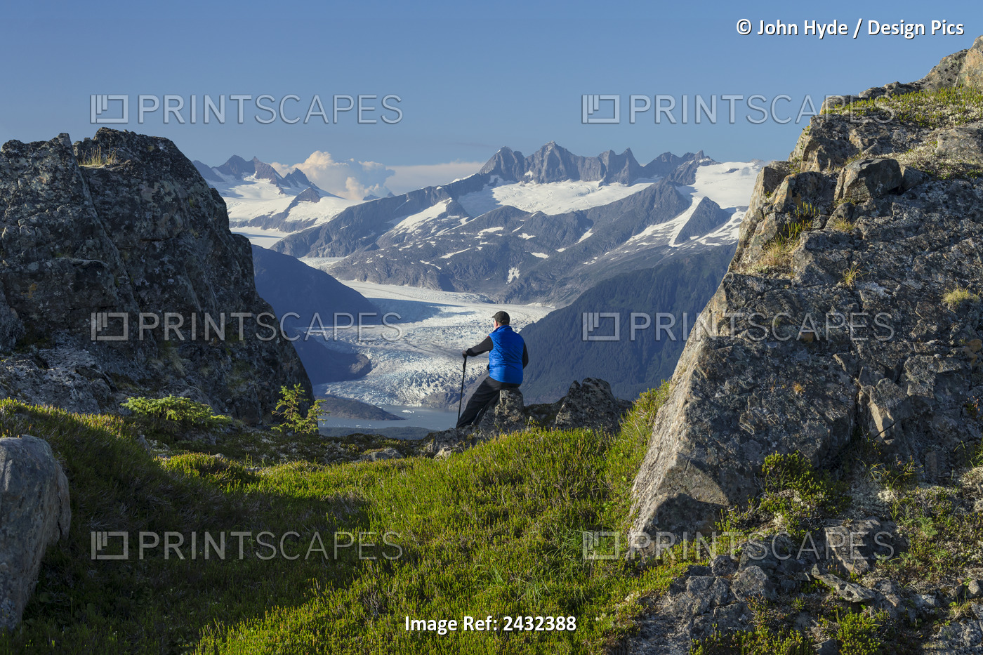 Mendenhall Glacier And The Surrounding Mountains Provide A View For Hiker On ...