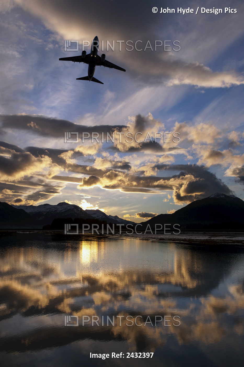 Alaska Airlines Jet Takes Off From Juneau International Airport At Dawn, ...