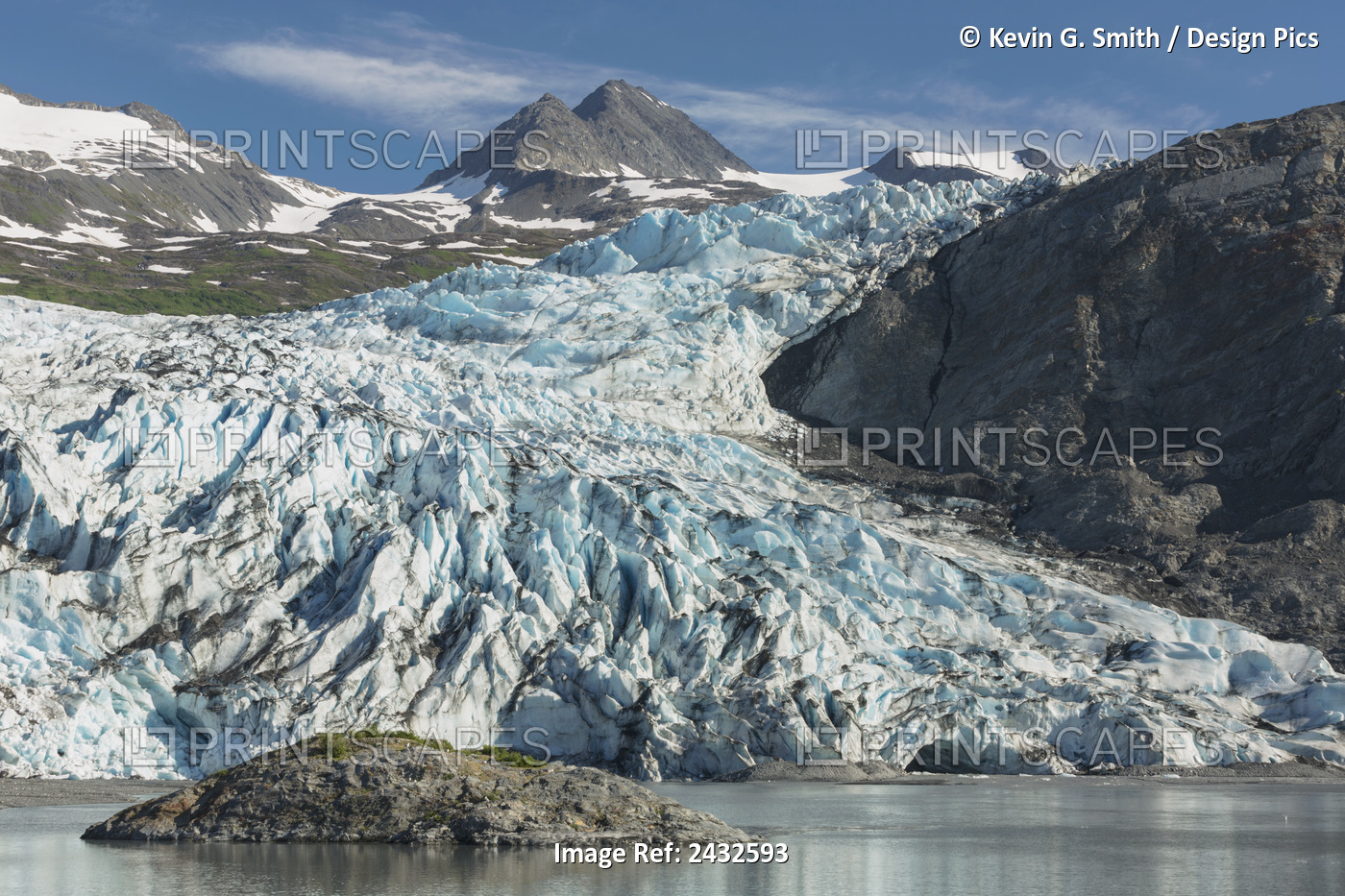 Scenic View Of Shoup Glacier And Chugach Mountains, Shoup Bay State Marine ...