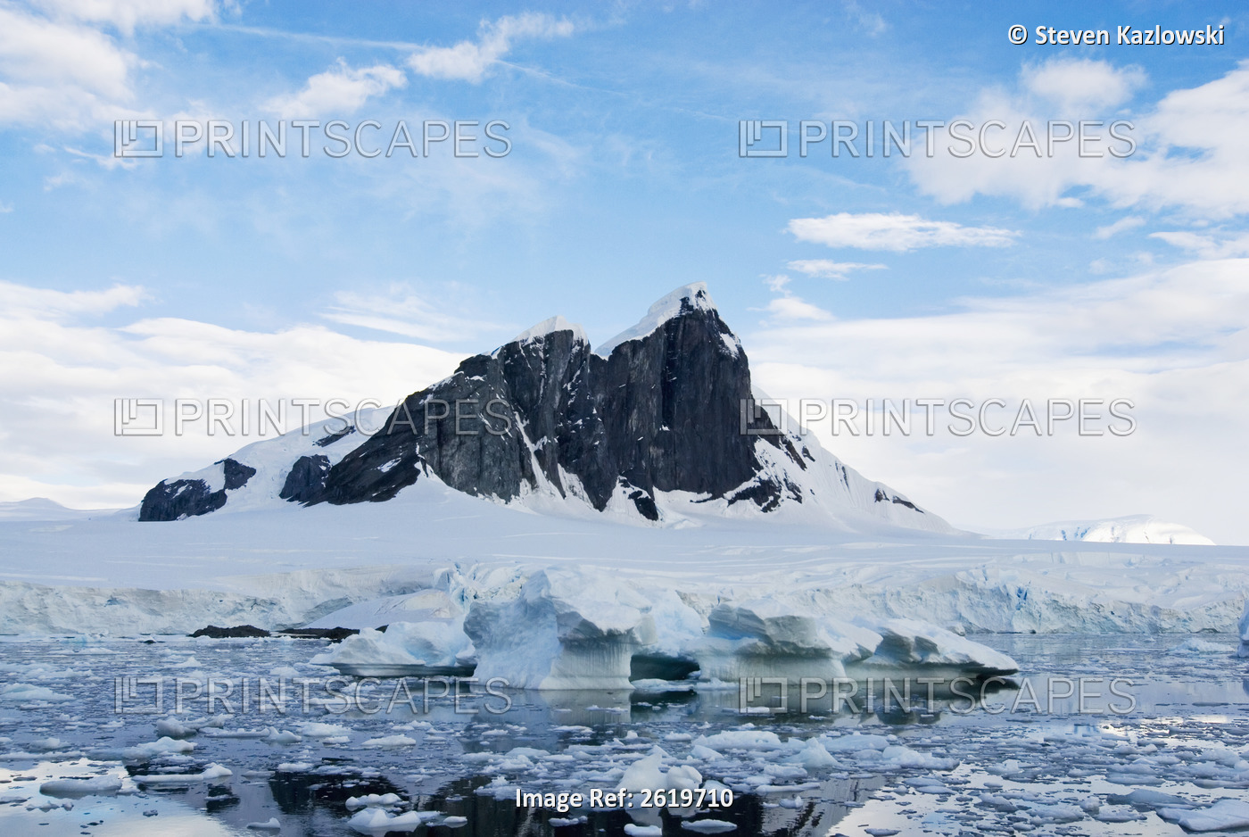 Frozen Glacial Mountain Landscape Along The Western Antarctic Peninsula, ...