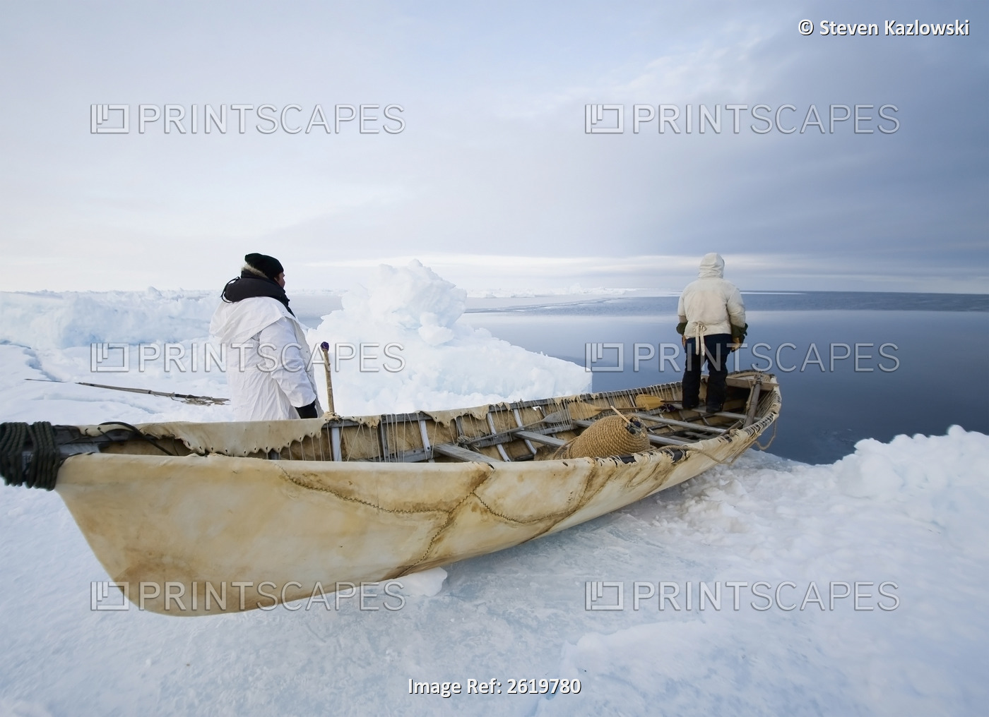 Photographer Steven Kazlowski And An Inupiaq Subsistence Whaler With An Umiak, ...