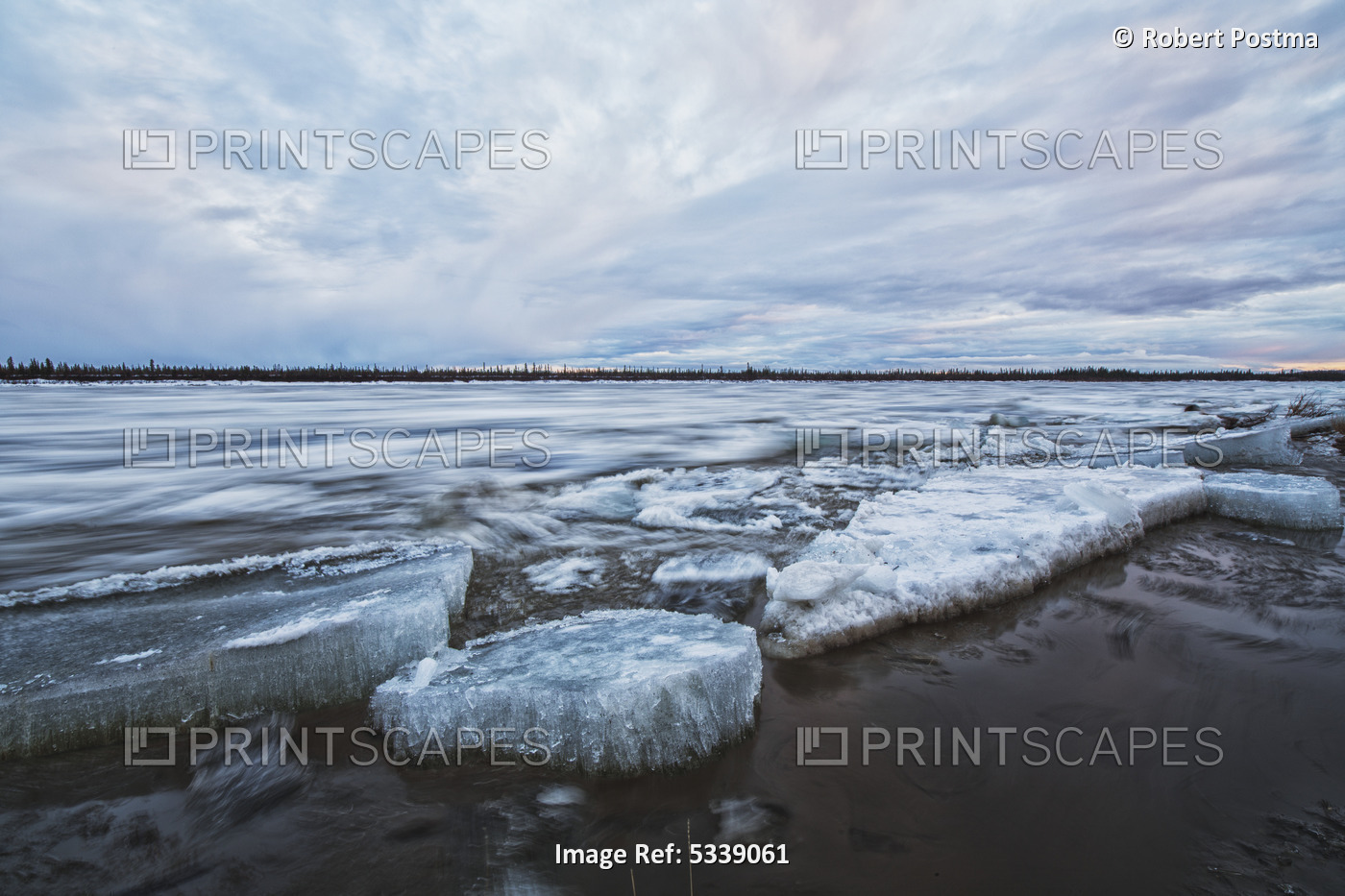 Long Exposure Of The Ice Flowing Down The Porcupine River After It Broke Up; ...