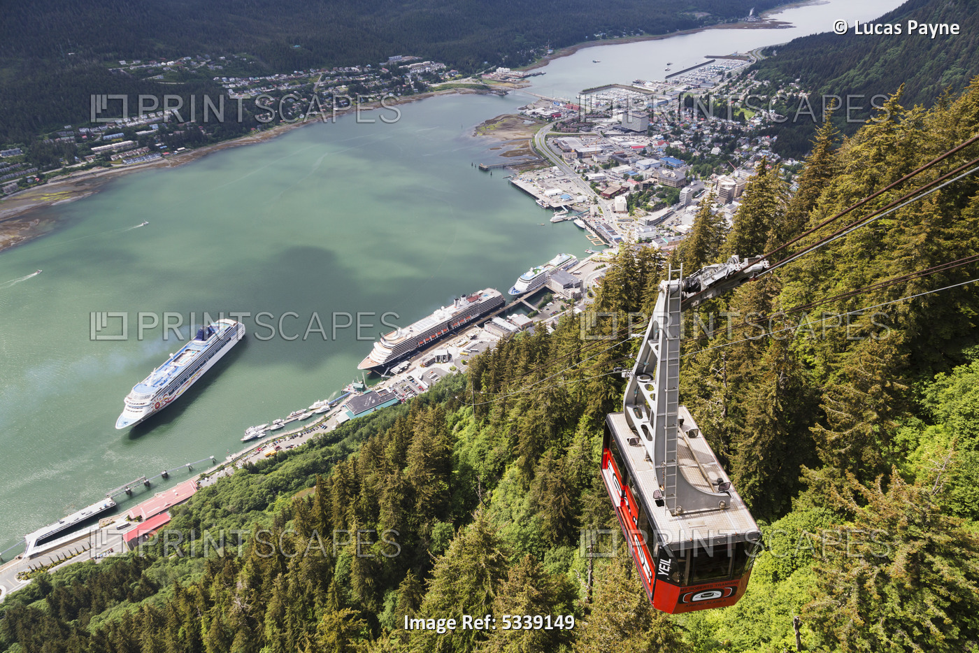 View Of The Mount Roberts Tramway Above Juneau And Cruise Ships In Gastineau ...