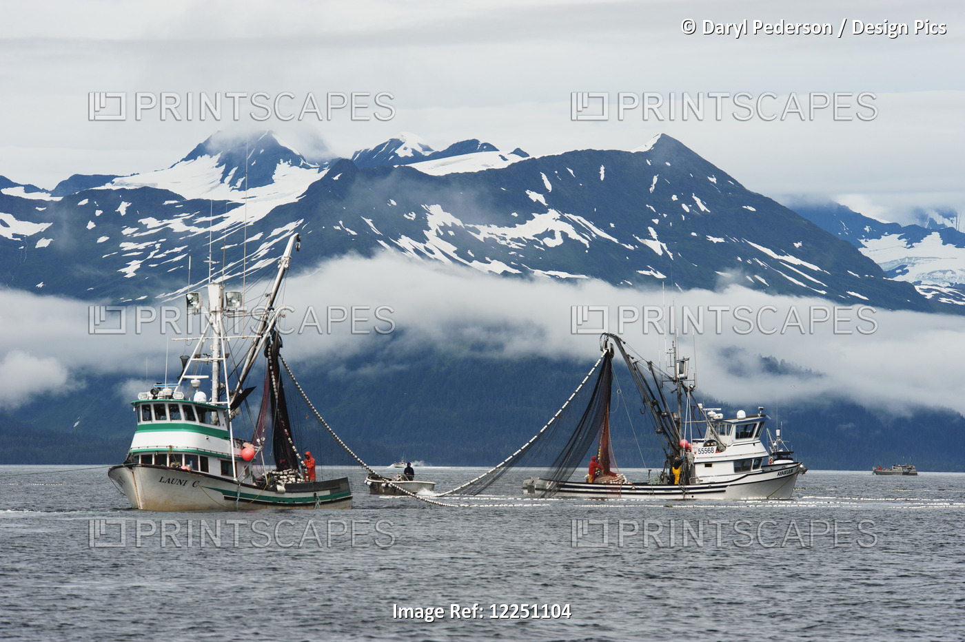 Commerical Fishing Seiners Near Esther Island, Prince William Sound, ...