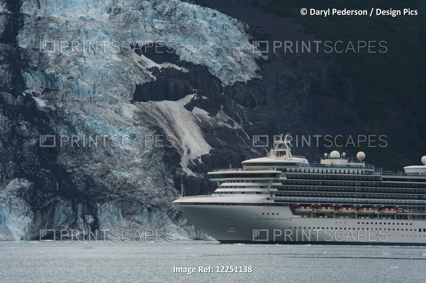 Princess Cruise Ship Sails Past College Fjord In Prince William Sound, ...