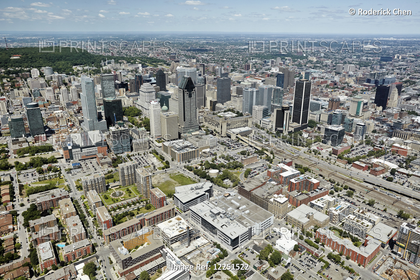 Aerial View Of Urban Skyline; Montreal, Quebec, Canada