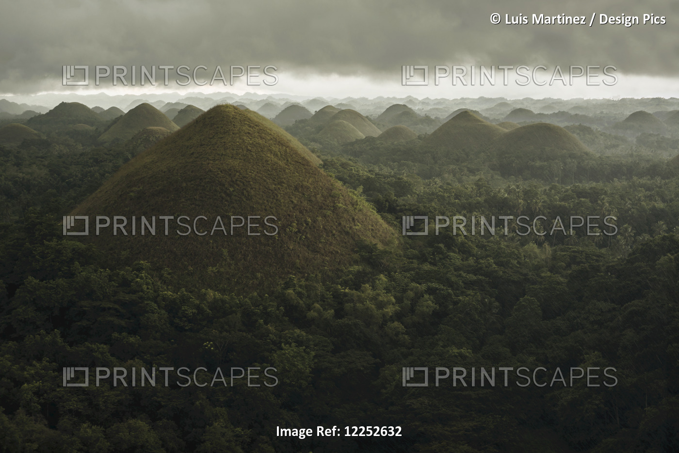 Chocolate Hills Landscape From Bohol Island, A Big Storm Covers The Sky Making ...