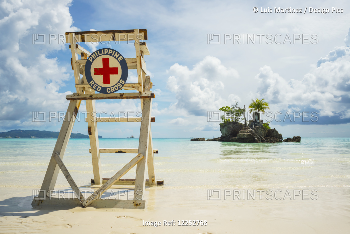 Red Cross Lifeguarding Chair On Boracay Beach; Boracay, Panay, Philippines