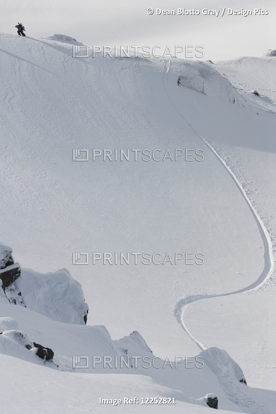 Professional Snowboarder, Cerro Castor, Climbing A Ridge In The Mountains Of ...
