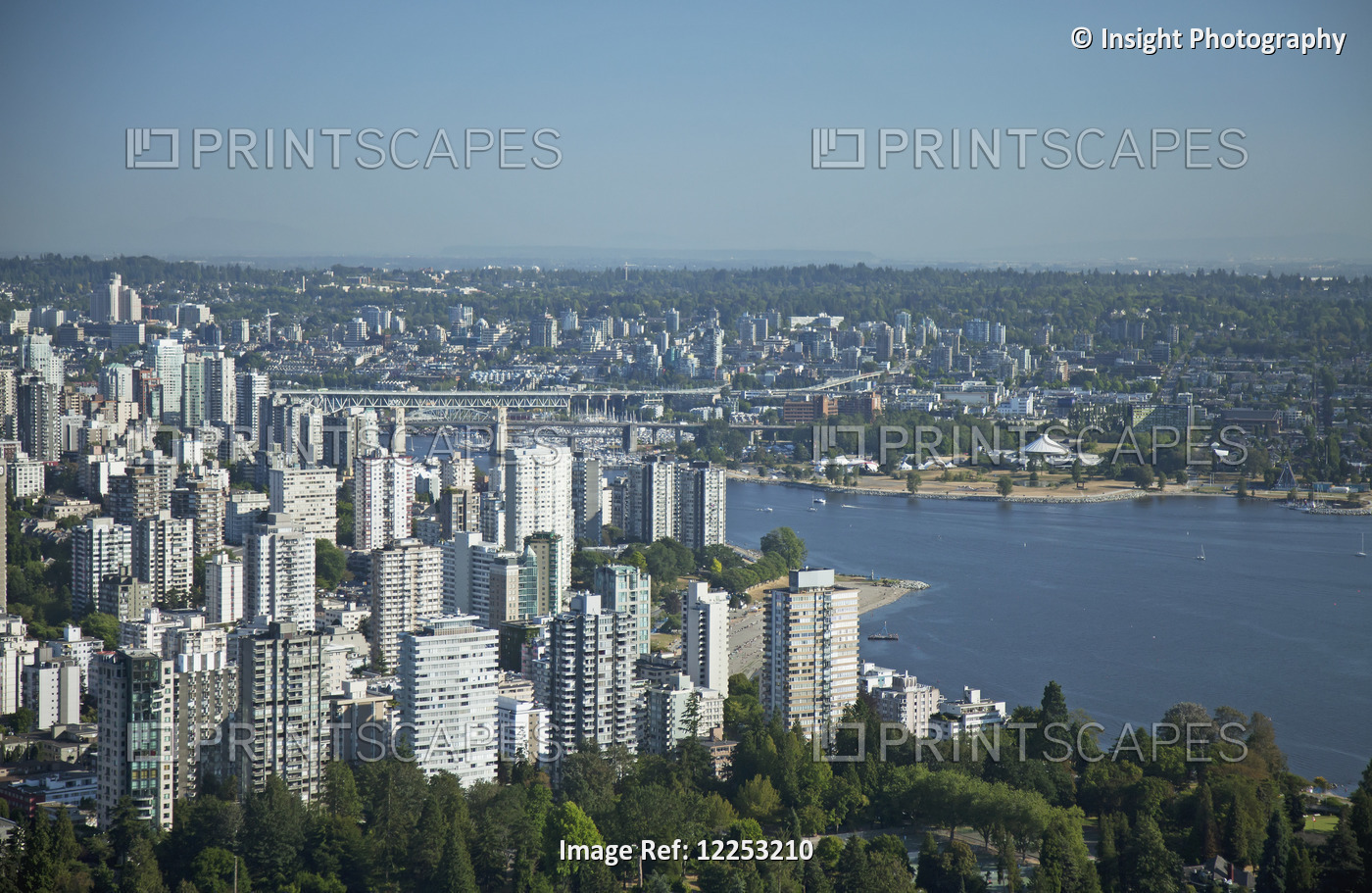 Aerial View Of Downtown Buildings And False Creek; Vancouver, British Columbia, ...