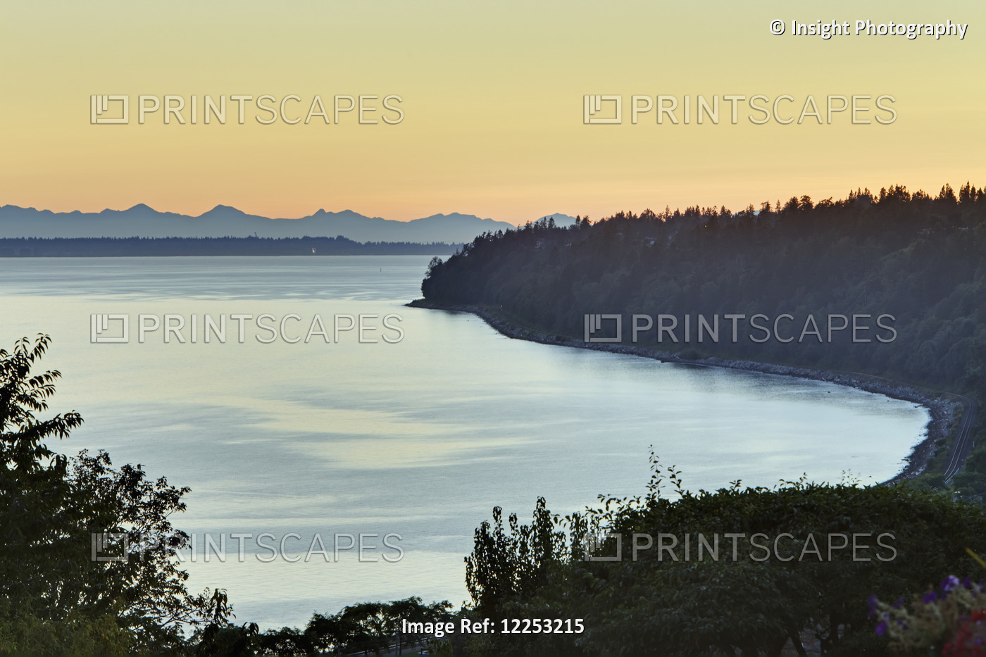 West Coast Sunset Over Beach; White Rock, British Columbia, Canada