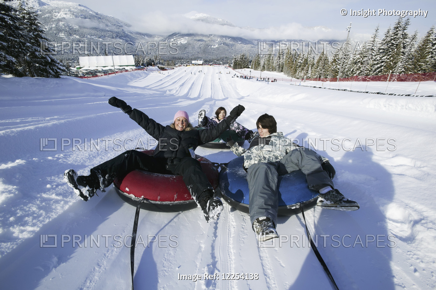 Family Fun At The Blackcomb Mountain Tube Park; Whistler, British Columbia, ...