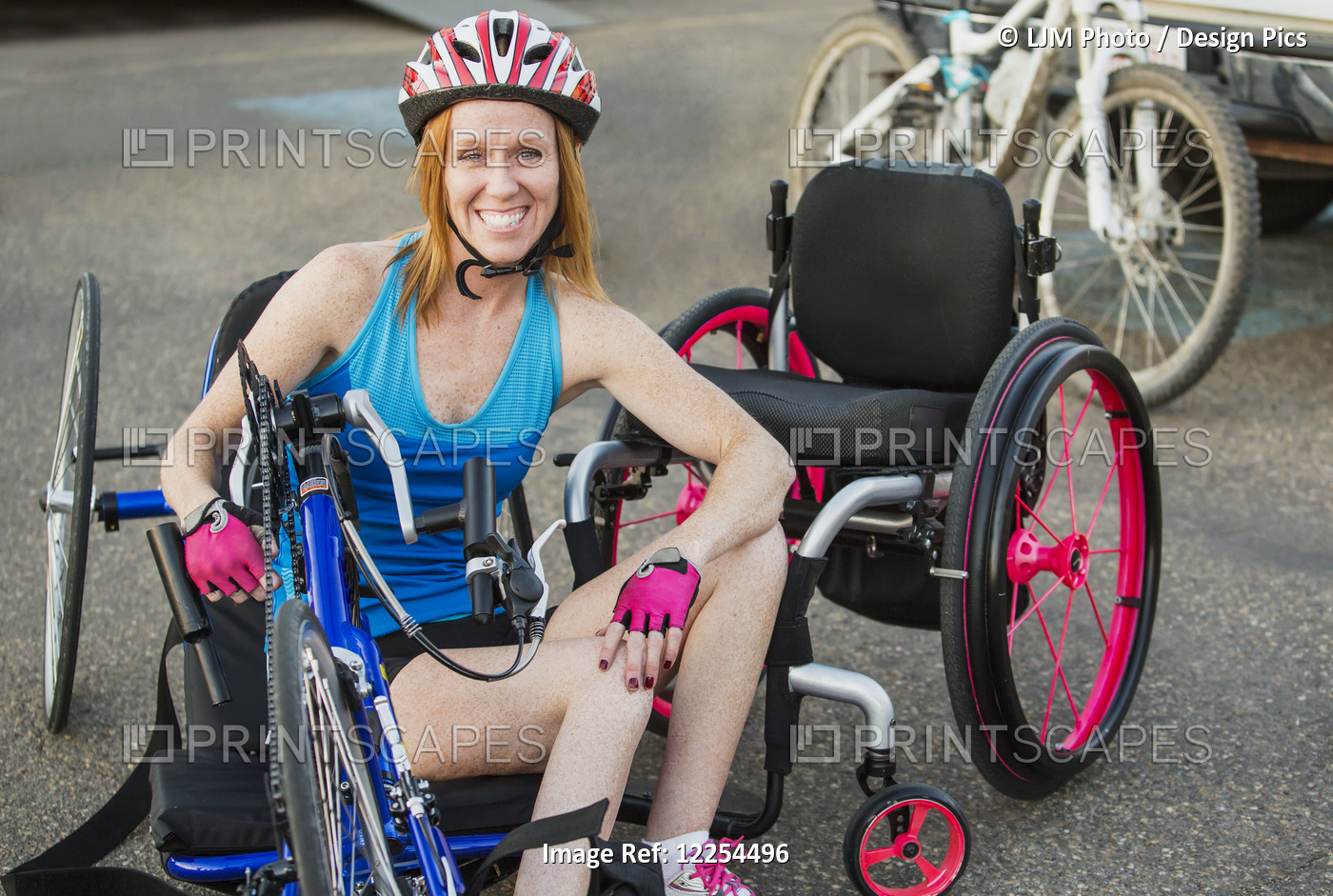 Woman With Spinal Cord Injury Cycling Using Hand Propelled Bicycle; Edmonton, ...