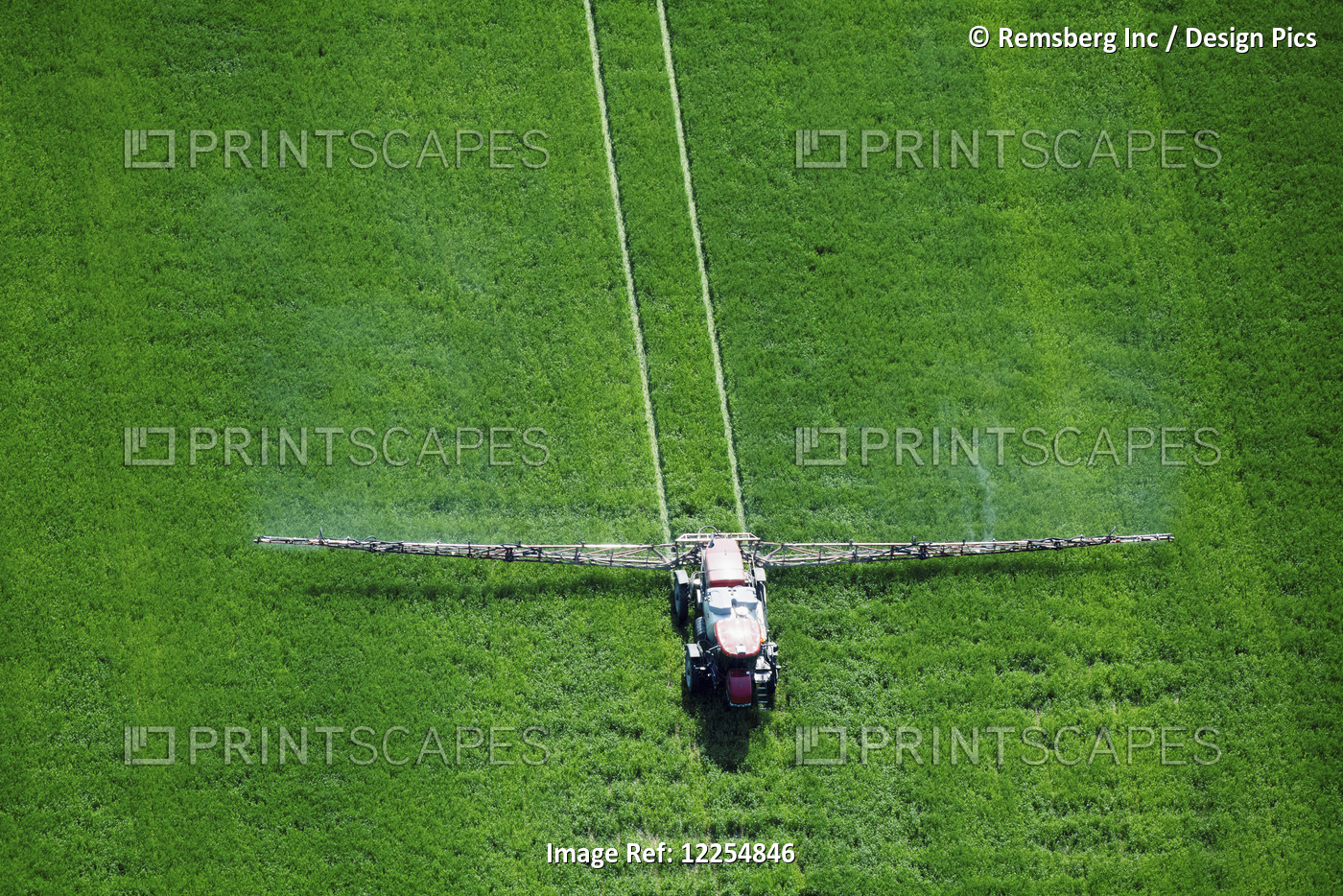Aerial View Of Spray Application In An Early Growth Wheat Field On The Eastern ...