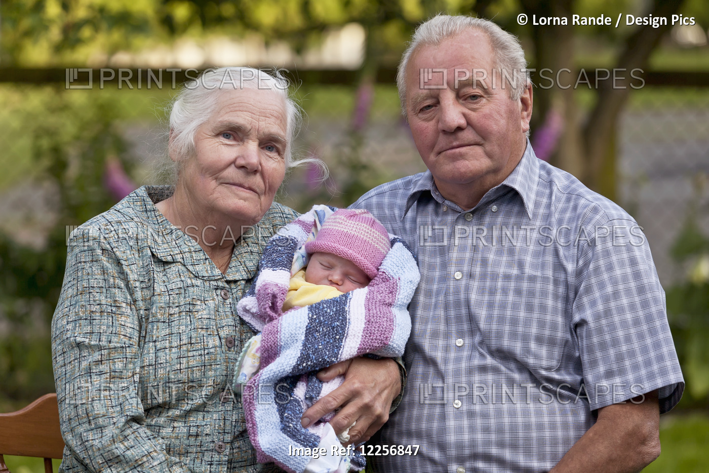 Grandparents With Their Newest One Month Old Grandchild; Surrey, British ...
