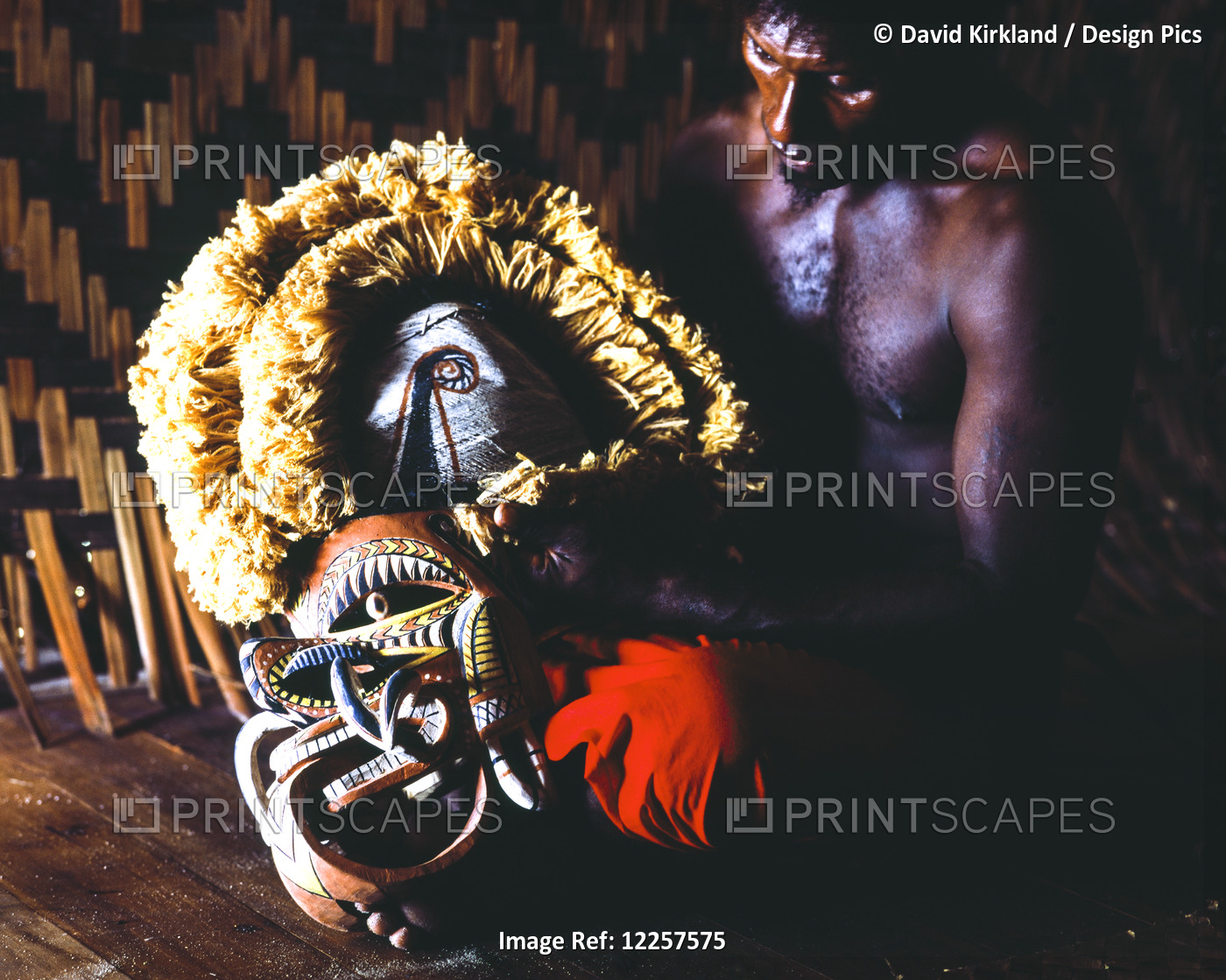 Man With Malangan Mask; Kaviang, New Ireland, Papua New Guinea
